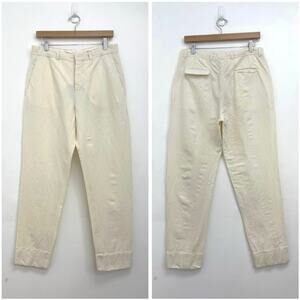 MARNI Cream Tapered Lightweight Cuffed Artsy Designer Ankle Pants - Size 42/US6
